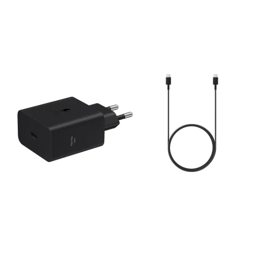 Samsung EP-T6010NBE + EP-DA705BBE 60W USB-C sieťová rýchlonabíjačka s káblom USB-C na USB-C, čierna (servisné balenie OPP) - 1