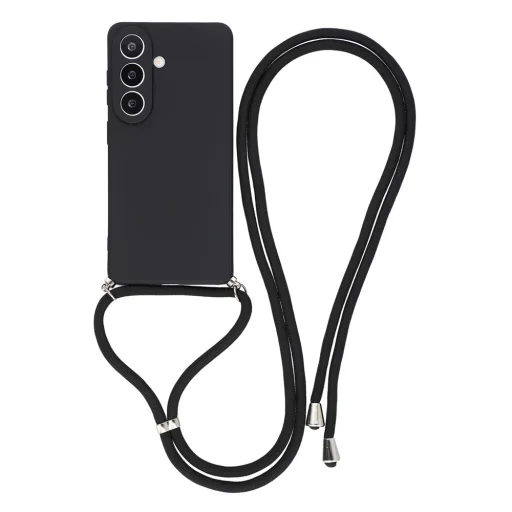 Samsung Galaxy S26 Case with Fiber Lining and Crossbody Strap - Black - 1