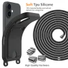 iPhone 17 TPU puzdro s držiakom na karty a nastaviteľným krížovým popruhom – čierne thumbnail