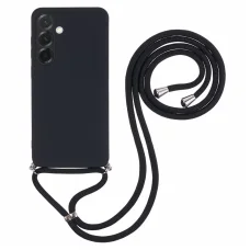 Samsung Galaxy A17 5G / A17 4G fekete TPU tok szálas béléssel és keresztpánttal