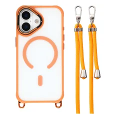 Puzdro na iPhone 17 s nastaviteľným krížovým popruhom a MagSafe kompatibilným výklopným rámom fotoaparátu – oranžové