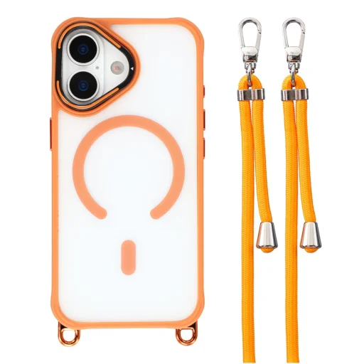 Puzdro na iPhone 17 s nastaviteľným krížovým popruhom a MagSafe kompatibilným výklopným rámom fotoaparátu – oranžové - 1