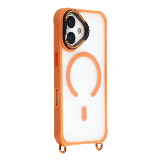 Puzdro na iPhone 17 s nastaviteľným krížovým popruhom a MagSafe kompatibilným výklopným rámom fotoaparátu – oranžové - 3