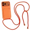 Silikónové puzdro pre iPhone 17 Pro / 18 Pro s držiakom na karty a nastaviteľným popruhom na rameno – oranžové thumbnail