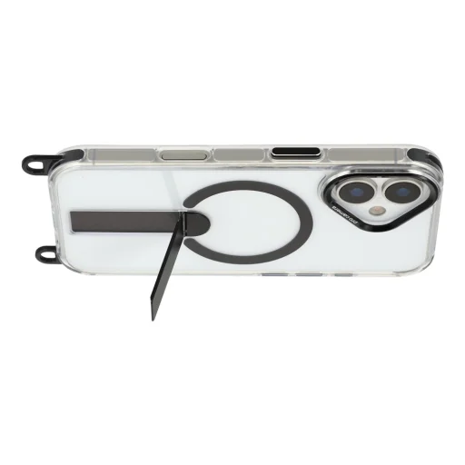 Puzdro na iPhone 17 s vyklápacím stojanom, 30 cm krátkym a 120 cm dlhým popruhom, kompatibilné s MagSafe, čierne - 4