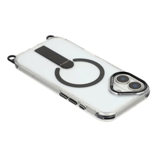 Puzdro na iPhone 17 s vyklápacím stojanom, 30 cm krátkym a 120 cm dlhým popruhom, kompatibilné s MagSafe, čierne - 6