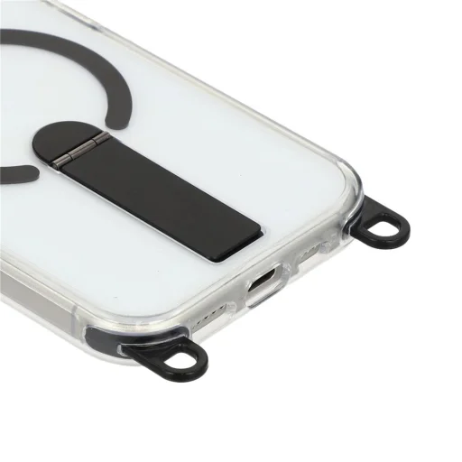 Puzdro na iPhone 17 s vyklápacím stojanom, 30 cm krátkym a 120 cm dlhým popruhom, kompatibilné s MagSafe, čierne - 7