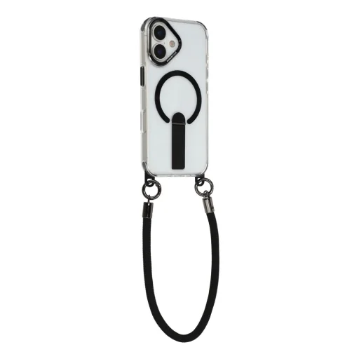 Puzdro na iPhone 17 s vyklápacím stojanom, 30 cm krátkym a 120 cm dlhým popruhom, kompatibilné s MagSafe, čierne - 2