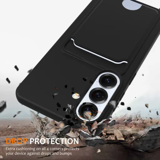 Samsung Galaxy S26 TPU tok kártyatartóval és állítható keresztpánttal – fekete - 2
