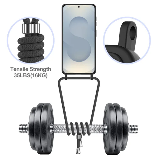 Samsung Galaxy S26 TPU tok kártyatartóval és állítható keresztpánttal – fekete - 6