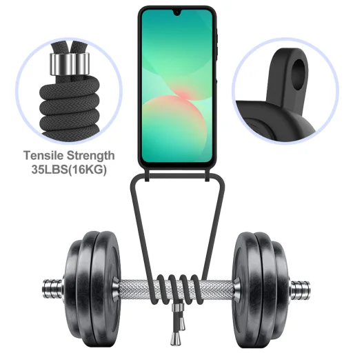 Samsung Galaxy A57 5G TPU tok kártyatartóval és állítható keresztpánttal – fekete - 6