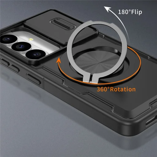 Samsung Galaxy S26 tok csúszó kamerafedéllel és forgatható állvánnyal, MagSafe-kompatibilis – fekete - 4