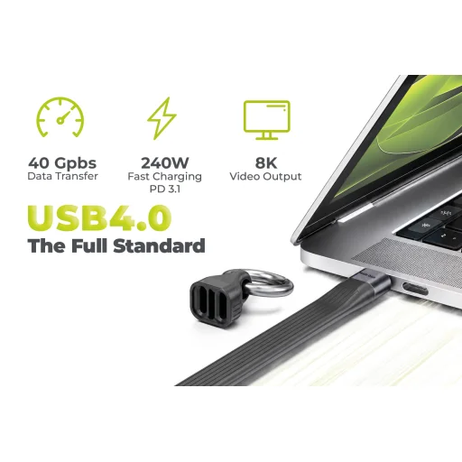 Mobile Origin CB17 čierny 240 W USB-C kábel na kľúče - 7