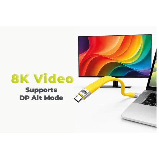 Mobile Origin CB17 žltý USB-C kľúčenkový kábel 240 W, 40 Gbps, 8K - 9