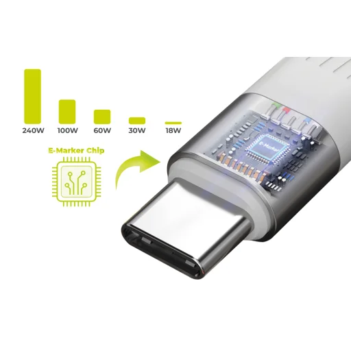 Mobile Origin CB17 USB-C kľúčenkový kábel 240 W 40 Gbps 8K biely - 8