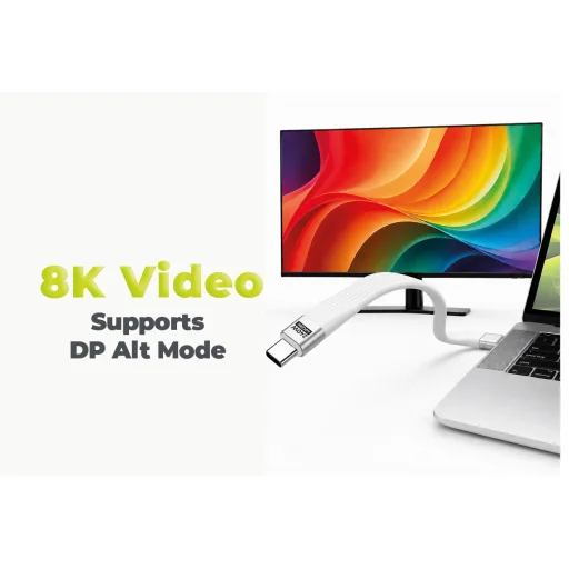 Mobile Origin CB17 USB-C kľúčenkový kábel 240 W 40 Gbps 8K biely - 9