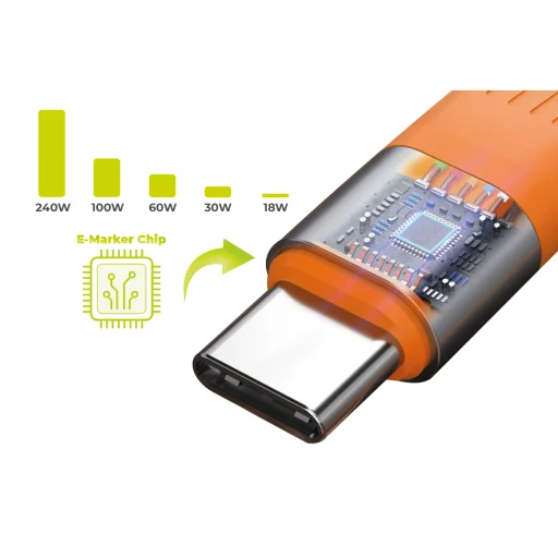 Mobile Origin 240 W 40 Gbps 8K USB-C kľúčenkový kábel CB17 oranžový - 8