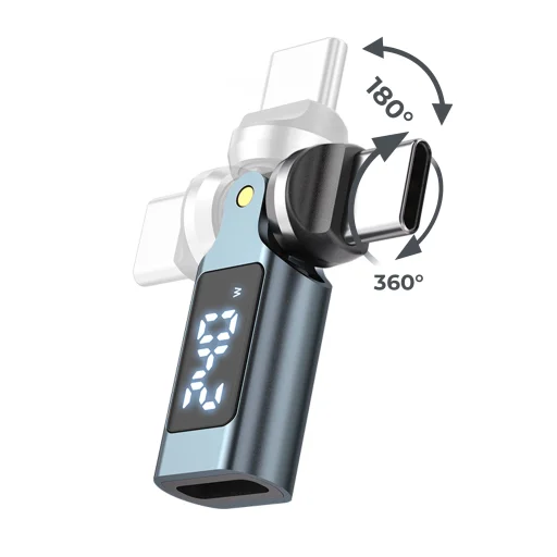 Mobile Origin CB15 240W USB-C adaptér otočný o 540° s displejom, sivý - 2