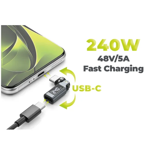 Mobile Origin CB15 240W USB-C adaptér otočný o 540° s displejom, sivý - 11