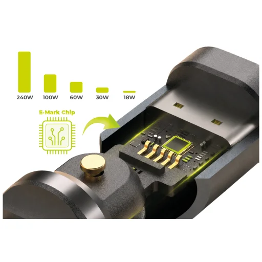 Mobile Origin CB15 240W USB-C adaptér otočný o 540° s displejom, sivý - 13