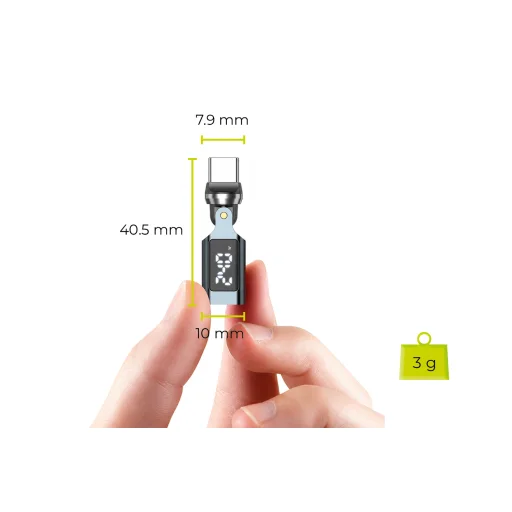 Mobile Origin CB15 240W USB-C adaptér otočný o 540° s displejom, sivý - 14