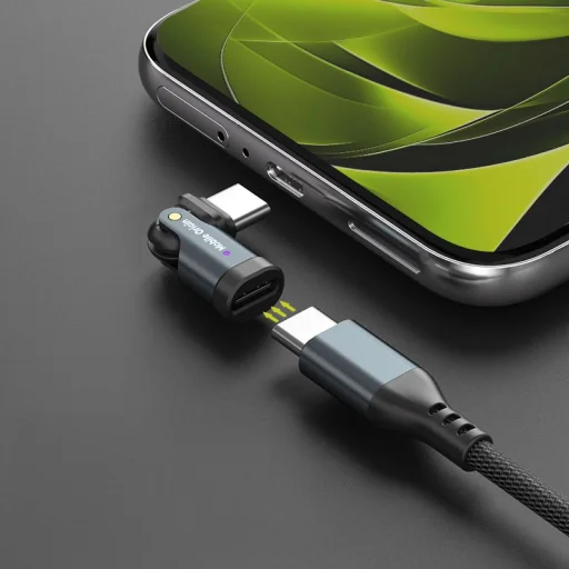 Mobile Origin CB5 otočný USB-C adaptér kábel, 240 W, čierny - 15