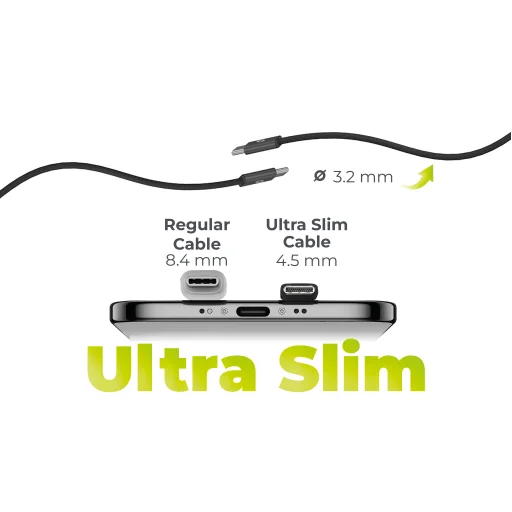 Mobile Origin CB11 ultratenký kábel USB-C – USB-C, 60 W, 1 m, čierny - 2