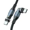 Mobile Origin CB12 240 W-os 540°-ban forgatható USB-C–USB-C kábel, 1 m, fekete thumbnail
