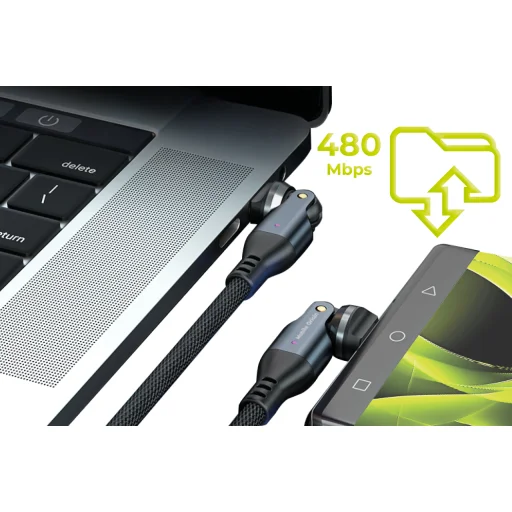 Mobile Origin CB12 240 W 540° otočný USB-C – USB-C kábel, 1 m, čierny - 8