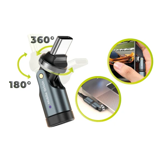 Mobile Origin CB13 240W USB-C 540° otočný sivý adaptér - 8