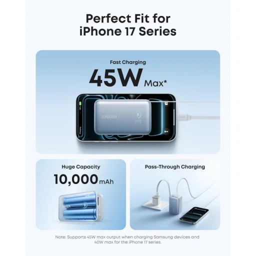 Anker Nano externá batéria 10000 mAh 45 W QC + PD, modrá - 3