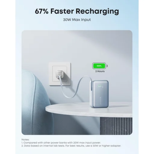 Anker Nano externá batéria 10000 mAh 45 W QC + PD, modrá - 7