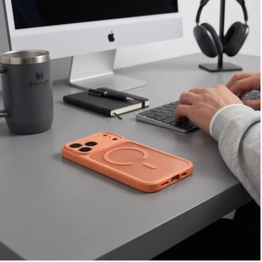 iPhone 17 Pro / 18 Pro matné kozmické oranžové puzdro Tech-Protect BasicMag MagSafe - 5