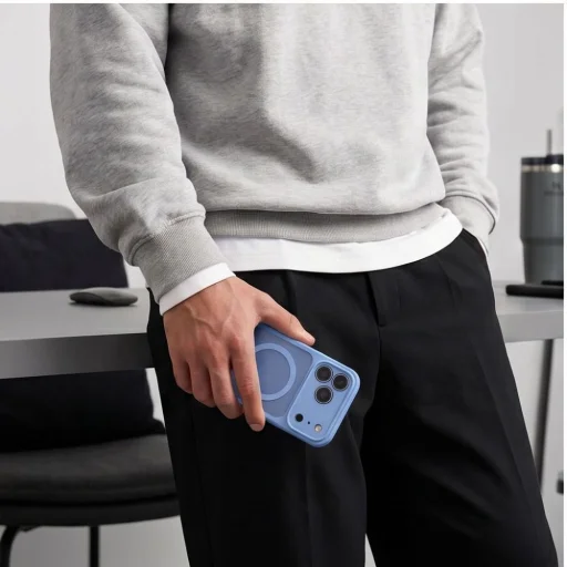 iPhone 17 Pro / 18 Pro matné svetlomodré puzdro Tech-Protect BasicMag MagSafe - 7