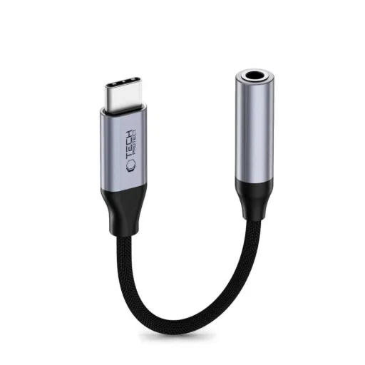 USB-C na 3,5 mm jack DAC adaptér Tech-Protect Ultraboost, oceľovo sivá - 2