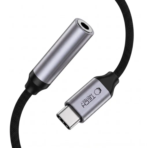 USB-C na 3,5 mm jack DAC adaptér Tech-Protect Ultraboost, oceľovo sivá - 4