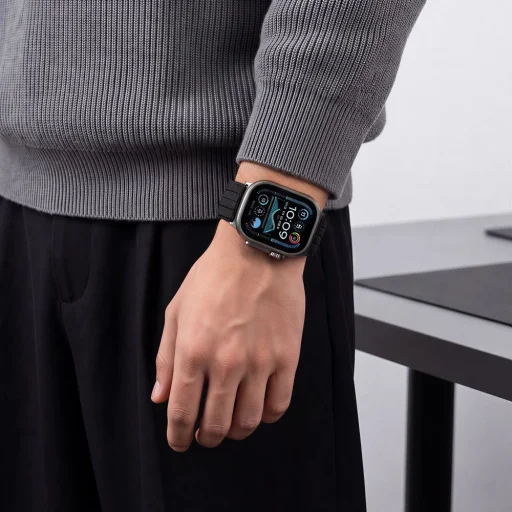  Apple Watch 8 / 9 / 10 / 11 / SE / Ultra (44 / 45 / 46 / 49 mm) Tech-Protect Nylon Sport fekete nylon óraszíj - 5