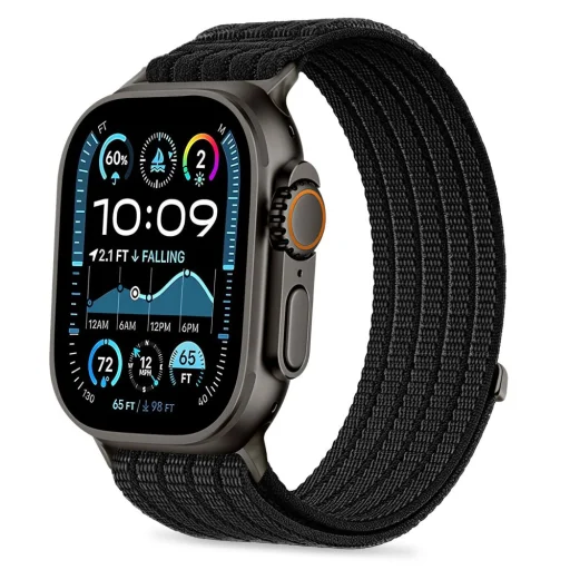  Apple Watch 8 / 9 / 10 / 11 / SE / Ultra (44 / 45 / 46 / 49 mm) Tech-Protect Nylon Sport fekete nylon óraszíj - 1