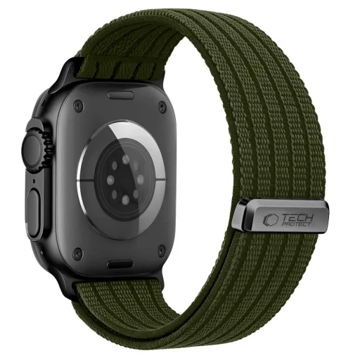  Apple Watch (44 / 45 / 46 / 49 mm) katonai zöld Tech-Protect Nylon Sport tépőzáras óraszíj - 2