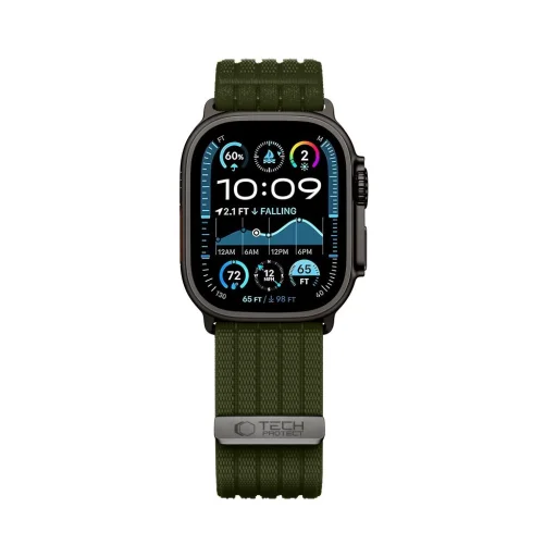  Apple Watch (44 / 45 / 46 / 49 mm) katonai zöld Tech-Protect Nylon Sport tépőzáras óraszíj - 3