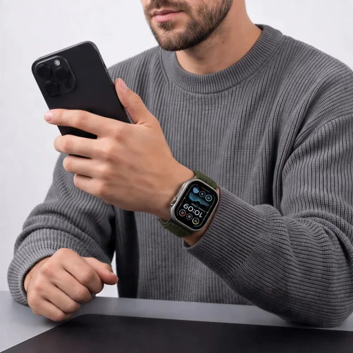  Apple Watch (44 / 45 / 46 / 49 mm) katonai zöld Tech-Protect Nylon Sport tépőzáras óraszíj - 4