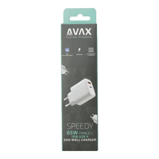 CHG AVAX CH360 SPEEDY 65W GaN sieťová nabíjačka USB A (QC)+Type C (PD3.0), biela - 5