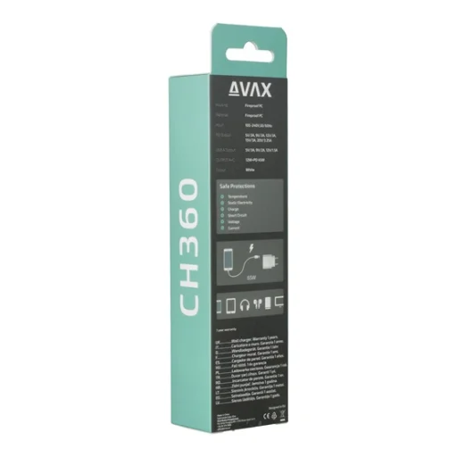 CHG AVAX CH360 SPEEDY 65W GaN sieťová nabíjačka USB A (QC)+Type C (PD3.0), biela - 9