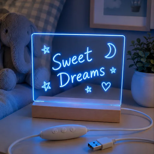 Forever Light FNL-18 RGB akrylová LED nočná lampa s dreveným podstavcom a bielym markerom - 2