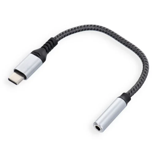 Blue Star adaptér AUX Typ C (samec) na Jack 3,5 mm (samica) - sivý - 3