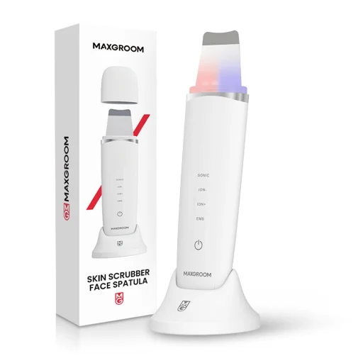 MAXGROOM M-169 ultrazvukový kavitačný peelingový prístroj s LED svetelnou terapiou, biely - 2