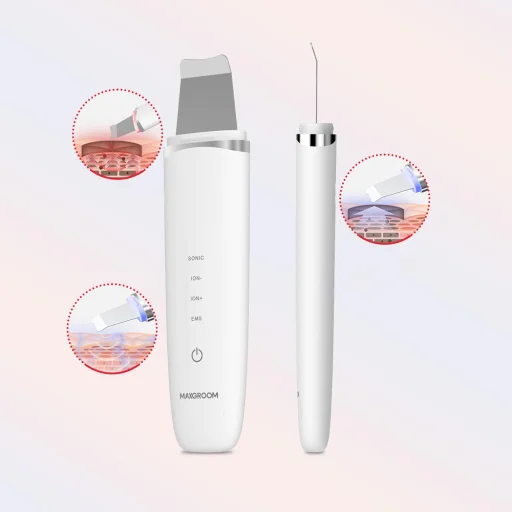 MAXGROOM M-169 ultrazvukový kavitačný peelingový prístroj s LED svetelnou terapiou, biely - 10