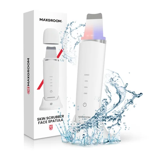 MAXGROOM M-169 ultrazvukový kavitačný peelingový prístroj s LED svetelnou terapiou, biely - 1