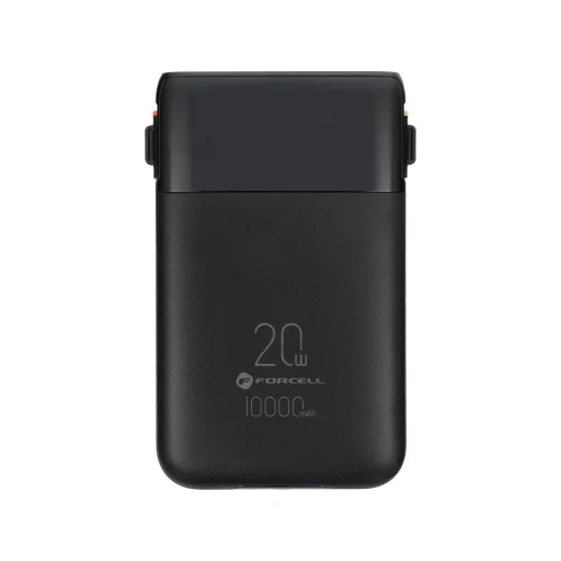 FORCELL F-ENERGY F10K6 10000 mAh powerbank so zabudovanými káblami USB-C a Lightning, čierna - 2