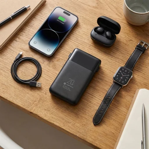 FORCELL F-ENERGY F10K6 10000 mAh powerbank so zabudovanými káblami USB-C a Lightning, čierna - 8